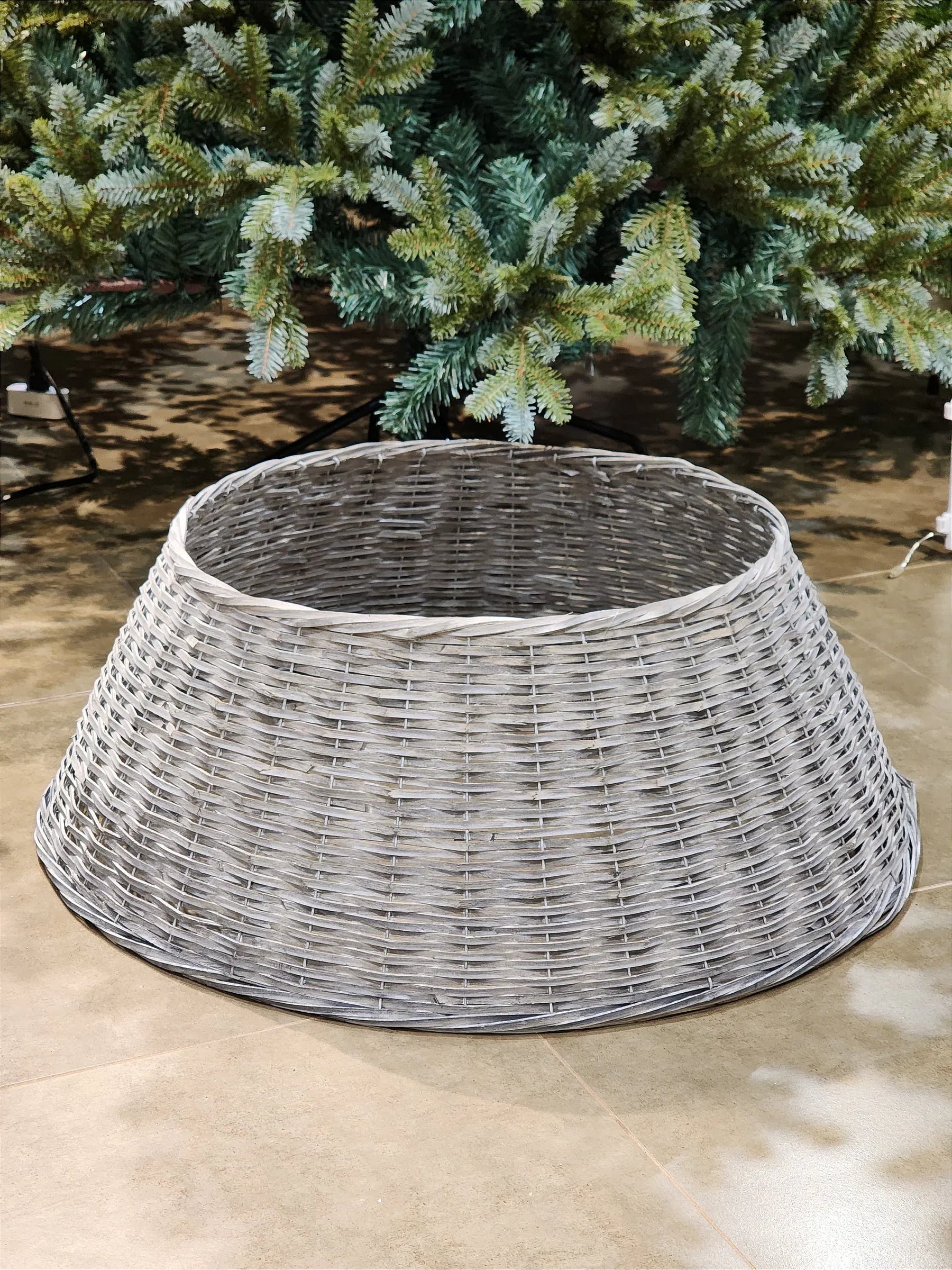 Saia Rígida Trançada Cinza 70cm para Árvore de Natal