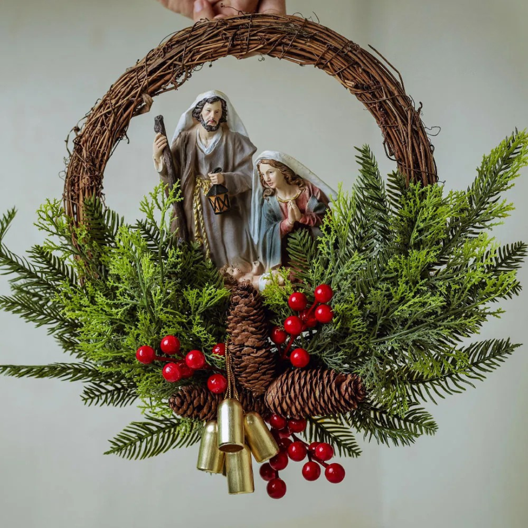 Guirlanda Presépio Sagrada Família em Resina – 40cm