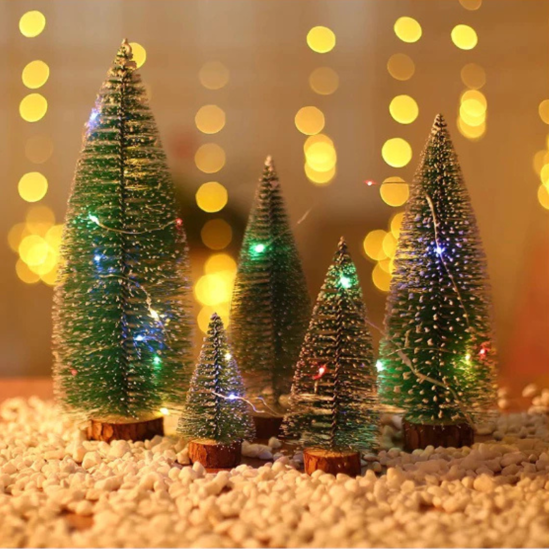 Mini Pinheiros de Natal com luz LED