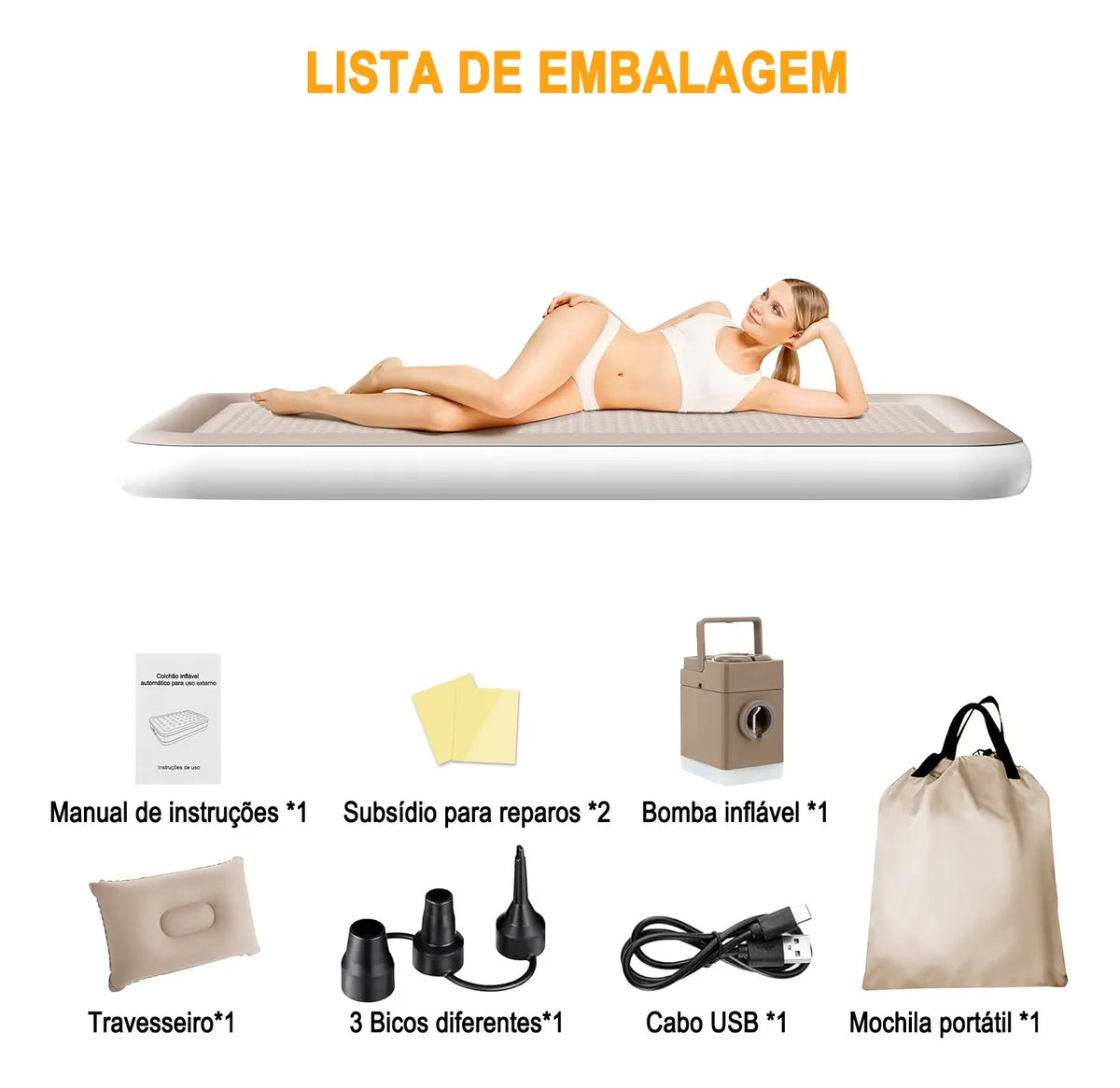 Colchão Inflável Queen com 2 Travesseiro