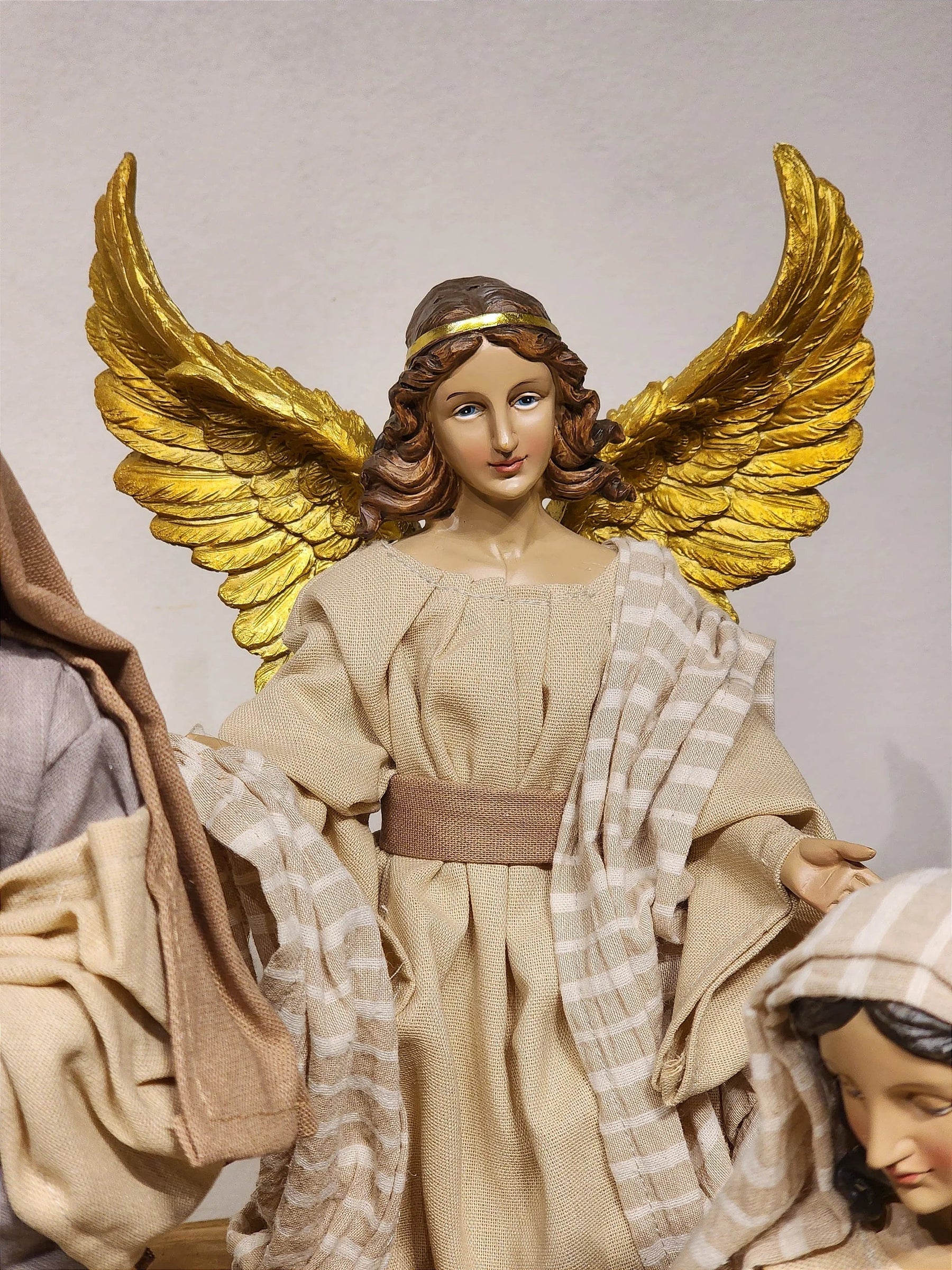 Presépio em Resina com Tecido Natural • 11 Peças • 40cm